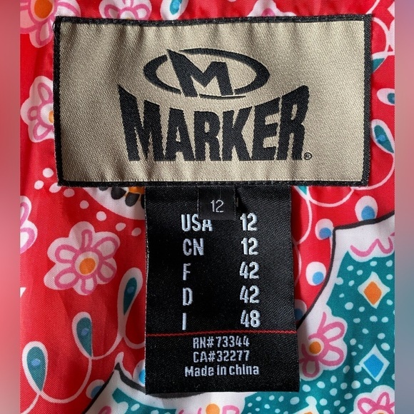 MARKER Colorful Floral Stretchy Full Zip Outdoor Winter Ski Snow Jacket Size 12 - Picture 9 of 14